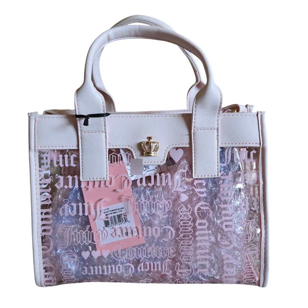 Juicy Couture Beachin Small Tote Womens Small Pink New Clear Logo Crossbody Bag